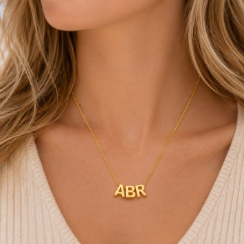 Minioro 14 karaats gouden ketting met 3 initialen of symbolen