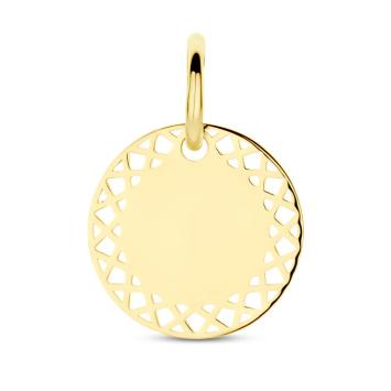 Gouden ketting met foto hanger rond met sierlijke rand