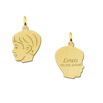 Gouden jongens kinderkopje met gravure klein Names4ever