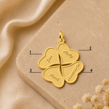 Gouden klavertje vier hanger met vier namen