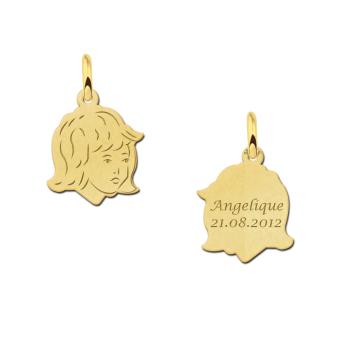Gouden meisjes kinderkopje met achterkant gravure klein Names4ever