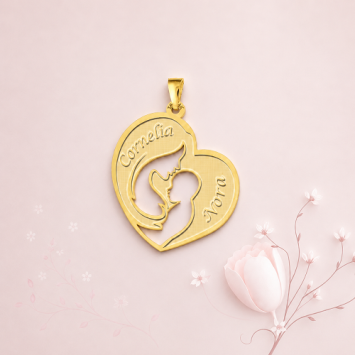 Gouden moeder en kind hanger