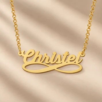 Gouden naamketting Infinity