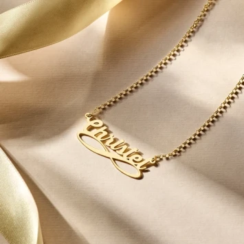 Gouden naamketting Infinity