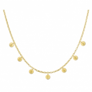 Gouden naamketting met ronde letter bedels