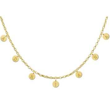 Vergulde naamketting met letter bedels