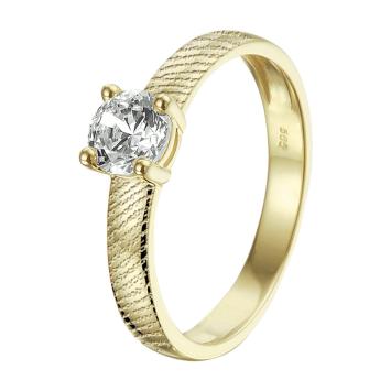 Gouden ring met zirkonia en vingerafdruk