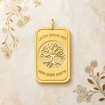 Gouden Tree of Life dog tag