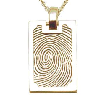 Gouden rechthoekige vingerafdruk hanger Heather
