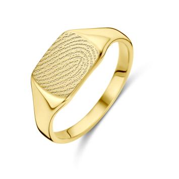 Gouden zegelring met vingerafdruk