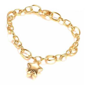 Gouden RVS as armband met ster bedel en schroefdopje