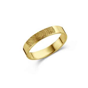 Vlakke vingerafdruk ring goud