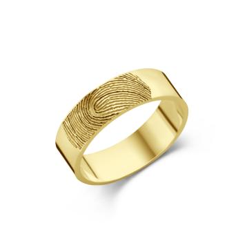 Vlakke vingerafdruk ring goud