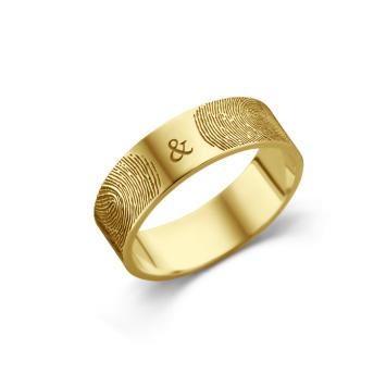 Mr & Mrs ring met vingerafdrukken goud
