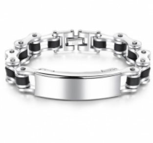 Stalen plaatarmband met 'fietsketting' schakels