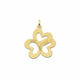 Ketting hanger drie harten verbonden goud detail