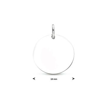 Hoogglans ronde zilveren hanger met afmeting 18mm