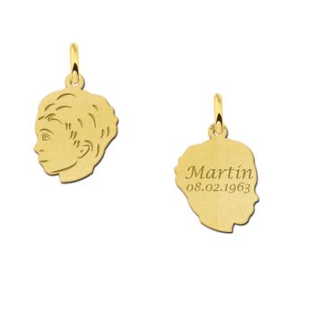 Gouden jongens hanger met gravure klein Names4ever