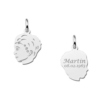 Zilveren jongens hanger met gravure klein Names4ever