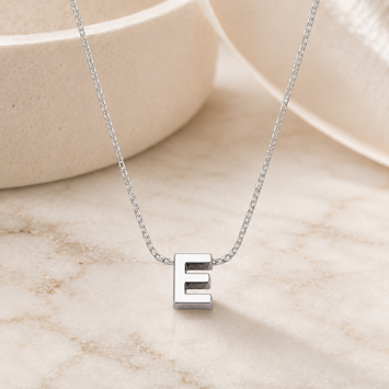 Ketting 1.3mm - 45cm zilver met 1 initiaal of symbool