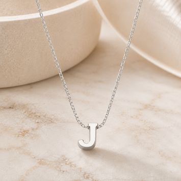 Ketting 1.3mm - 45cm zilver met 1 initiaal of symbool