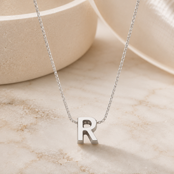 Ketting 1.3mm - 45cm zilver met 1 initiaal of symbool