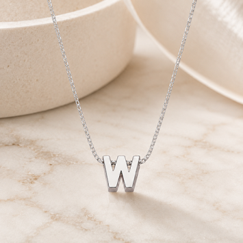 Ketting 1.3mm - 45cm zilver met 1 initiaal of symbool