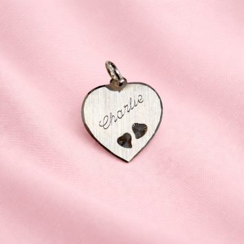 Ketting hanger hart 15,5mm mat met graveren