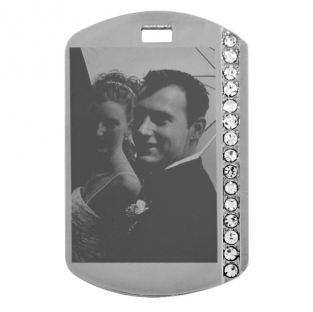 Ketting met foto hanger ID steentjes rechts