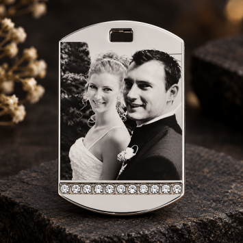 Ketting met foto hanger ID steentjes onder