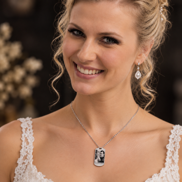 Zilverkleurige foto hanger met 11 Zirkonia’s en eigen foto