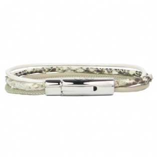 B&L Driedubbel leren slang armband ruw