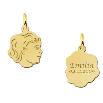 Gouden meisjes hanger met gravure klein Names4ever