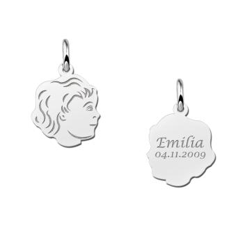 Zilveren meisjes hanger met gravure klein Names4ever