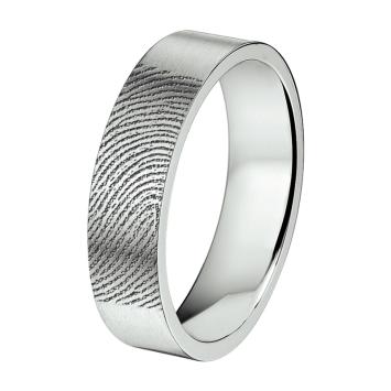 Rechte RVS ring met vingerafdruk