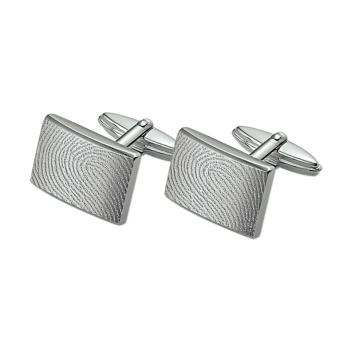 Rechthoekige zilveren manchetknopen met vingerafdruk