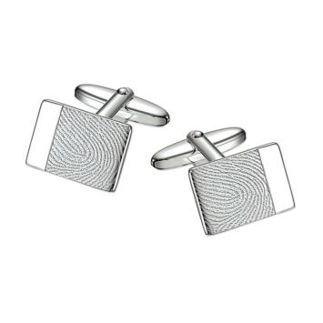 Rechthoekige zilveren manchetknopen met vingerafdruk en tekstvak