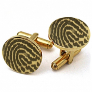 Ronde goudkleurige  RVS manchetknopen met vingerafdruk