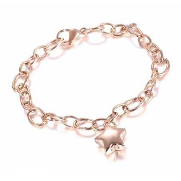 Rosé RVS as armband met ster bedel en schroefdopje