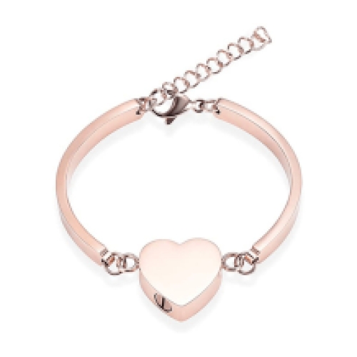 RVS as armband met hart met platte RVS band