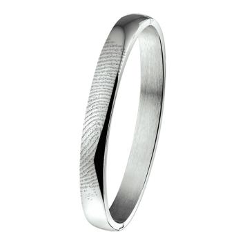 RVS scharnier armband met vingerafdruk