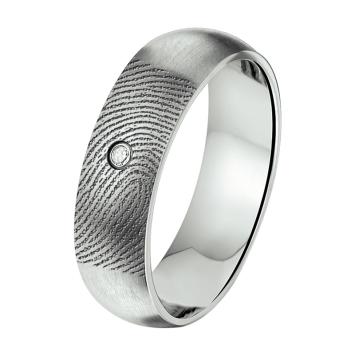 RVS vingerafdruk ring met steen