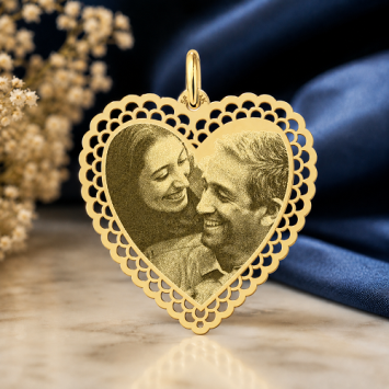 Sierlijke gouden hart hanger met foto