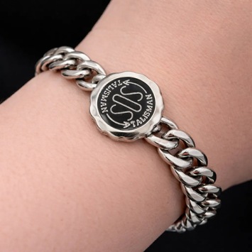 Brede RVS SOS Talisman armband met persoonlijke gravure
