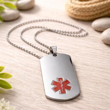 SOS hanger met ketting 22x36mm edelstaal