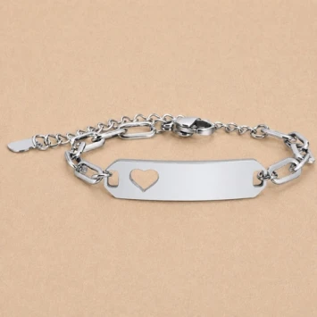 Zilverkleurig stalen kinderarmbandje met gravure