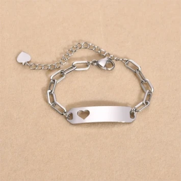 Zilverkleurig stalen kinderarmbandje met gravure