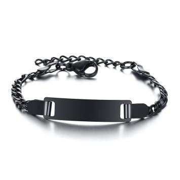 Stalen kinderarmbandje in zwarte kleur met gravure