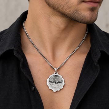 RVS SOS Talisman 22 mm met 56 cm collier en medische gravure