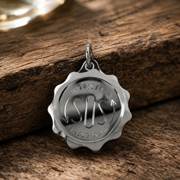 Talisman SOS hanger met ketting titanium